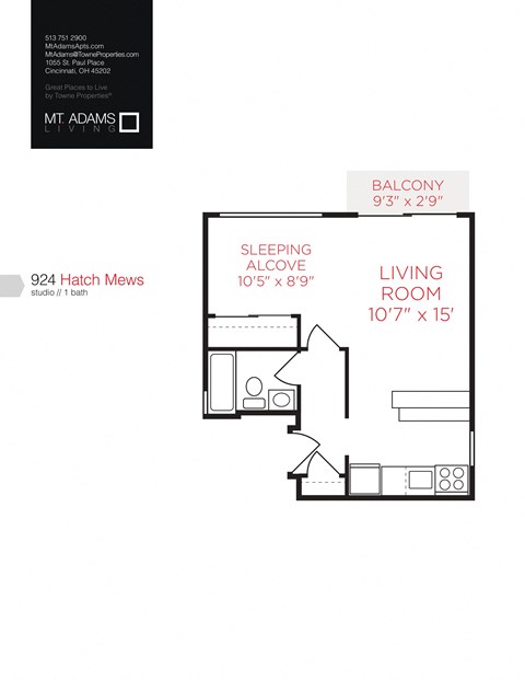 Floor plan for studio, 1 bath, 450 sqft